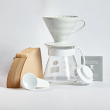 Cargar imagen en el visor de la galería, Kit V60 1-4 tazas de cerámica Blanco - Método de goteo para café